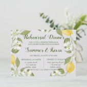 Lemons en Linen Waterverf Rehearsal Dinner Kaart (Staand voorkant)