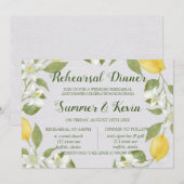 Lemons en Linen Waterverf Rehearsal Dinner Kaart (Voorkant / Achterkant)
