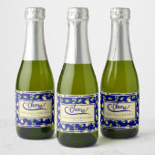 Lemons en marineblauw Vrijgezellenfeest Sparkling Wijnetiket (Flessen)