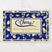 Lemons en marineblauw Vrijgezellenfeest Sparkling Wijnetiket (Enkel label)