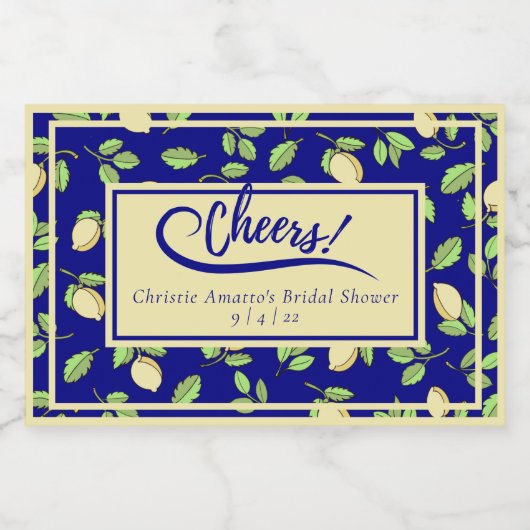 Lemons en marineblauw Vrijgezellenfeest Sparkling Wijnetiket (Enkel label)