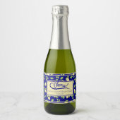 Lemons en marineblauw Vrijgezellenfeest Sparkling Wijnetiket (Voorkant)