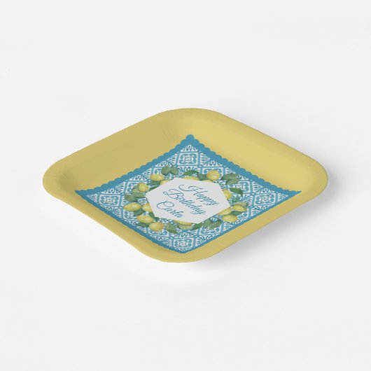 Lemons en Marokkaanse blauwe partij Papieren Bordje (Gebogen)