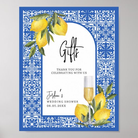 Lemons en mediterrane Tegel Weddenschappen Poster (Voorkant)