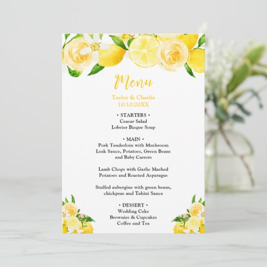 Lemons en olievlek menu (Staand voorkant)