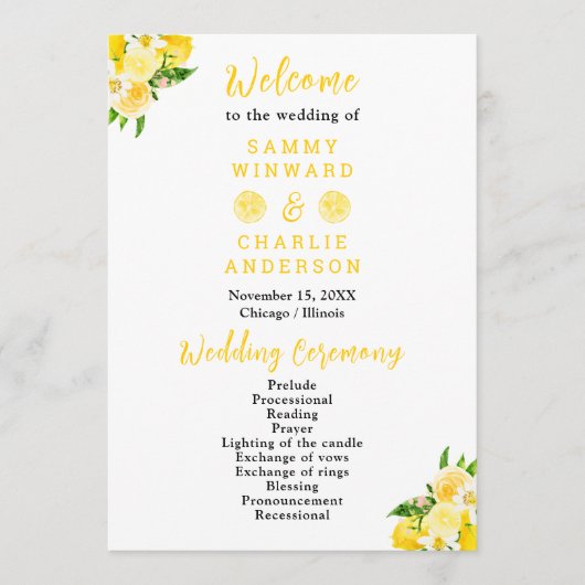 Lemons en olievlek programmakaart (Voorkant)