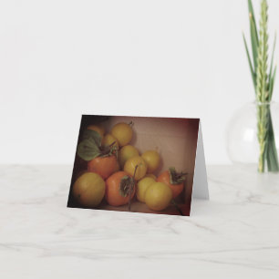 Lemons en Persimmon still Life Kaart