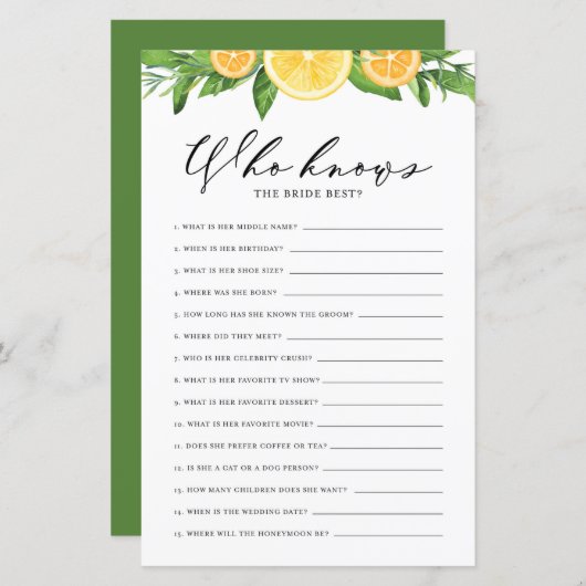 Lemons en Sinaasappels die het beste spel van de B (Voorkant / Achterkant)