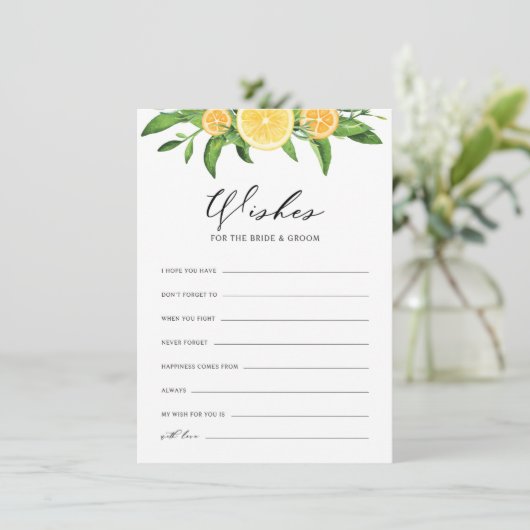 Lemons en Sinaasappels wensen voor de bruid en de Informatiekaartje (Staand voorkant)