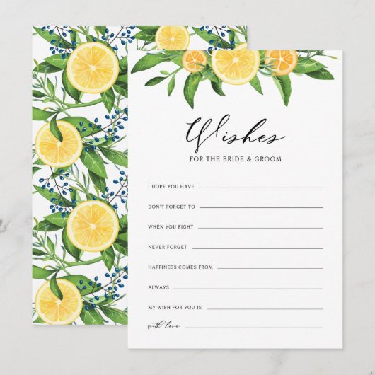 Lemons en Sinaasappels wensen voor de bruid en de Informatiekaartje (Voorkant / Achterkant)