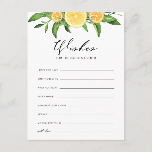 Lemons en Sinaasappels wensen voor de bruid en de Uitnodiging Briefkaart (Voorkant)