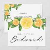 Lemons en Sinaasappels worden mijn Bridesmaid. Briefkaart (Voorkant / Achterkant)