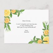 Lemons en Sinaasappels worden mijn Bridesmaid. Briefkaart (Achterkant)