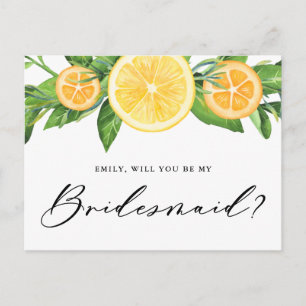 Lemons en Sinaasappels worden mijn Bridesmaid. Briefkaart