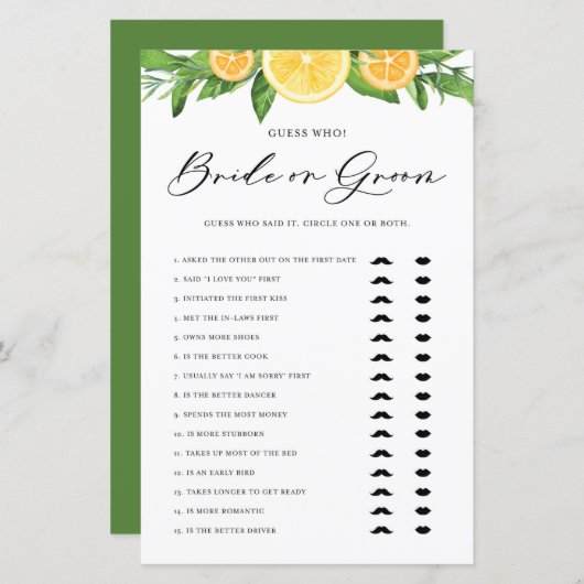 Lemons en Sinaasappels zei dat ze Bride of Groom z (Voorkant / Achterkant)