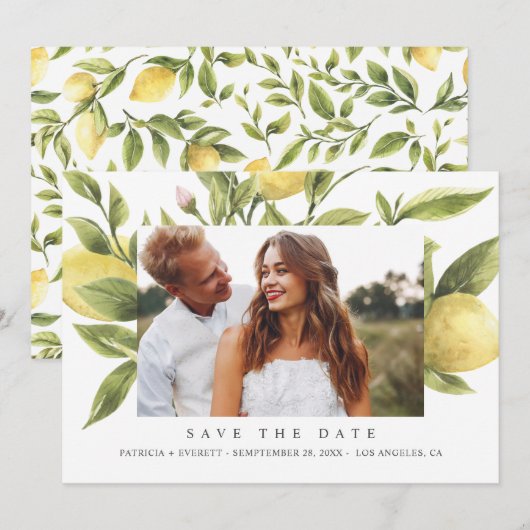 Lemons en vertrekt Boho Wedding Foto sparen de dat Aankondiging (Voorkant / Achterkant)