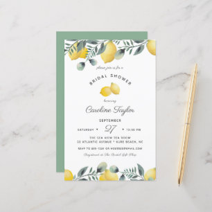 Lemons Eucalyptus Budget Bridal Shower Uitnodiging