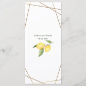 Lemons Eucalyptus Faux Gold Foil Lijst Weddenschap Menu (Achterkant)