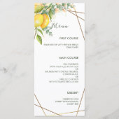 Lemons Eucalyptus Faux Gold Foil Lijst Weddenschap Menu (Voorkant)