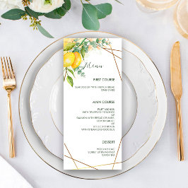 Lemons Eucalyptus Faux Gold Foil Lijst Weddenschap Menu
