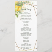 Lemons Eucalyptus Yellow Flowers Weddenprogramma Programmakaart (Achterkant)
