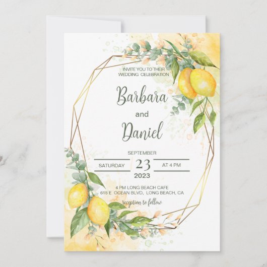 Lemons Eucalyptus Yellow Flowers Weddenschap Kaart (Voorkant)