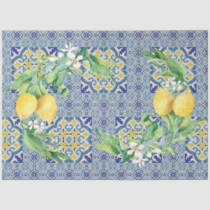 Lemons  Farmhouse Blue n White Decoupage Tissuepapier