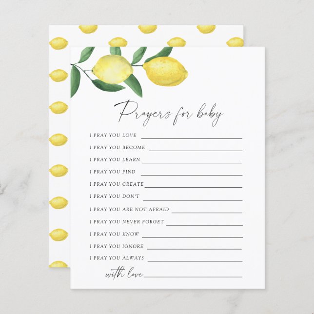 Lemons - Feestspel | Gebed voor baby spel (Voorkant / Achterkant)