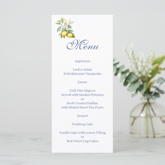 Lemons floral  Menu (Staand voorkant)
