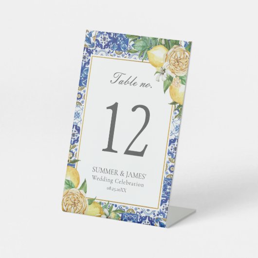 Lemons Floral Mosaic Weddenschap Bridal Reclamebord Met Voetstuk (Voorkant)