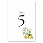 Lemons floral Table Number Card Kaart (Achterkant)