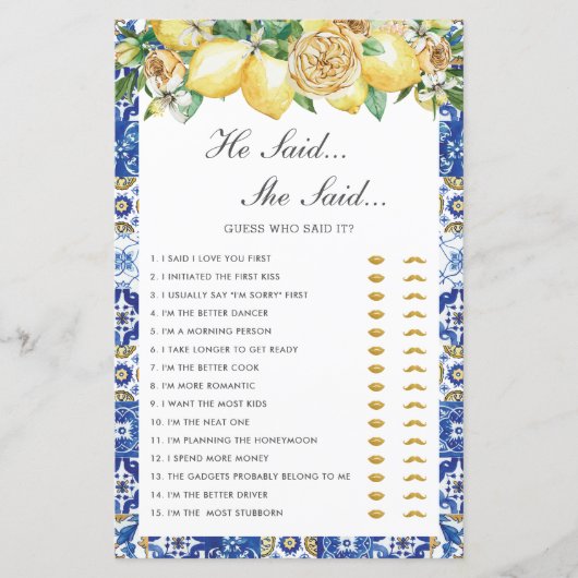 Lemons Floral Vrijgezellenfeest zei dat ze Game ze