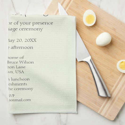 Lemons Flowers en Greenery Wedding Invitation Theedoek (Quarter Fold)