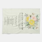 Lemons Flowers en Greenery Wedding Invitation Theedoek (Horizontaal)