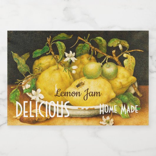 LEMONS FLOWERS LEMON JAM PRESERVES CANNINGS VOEDSELCONTAINER ETIKET (Enkel label)