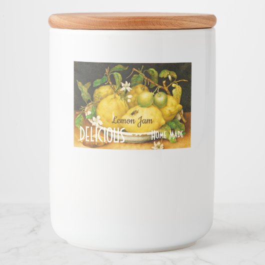 LEMONS FLOWERS LEMON JAM PRESERVES CANNINGS VOEDSELCONTAINER ETIKET (Voorkant)