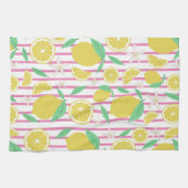 Lemons Flowers Lemonade Striped Patroon Theedoek (Horizontaal)