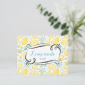 Lemons & Flowers Pattern Lemonade Social Invite Uitnodiging Briefkaart (Staand voorkant)