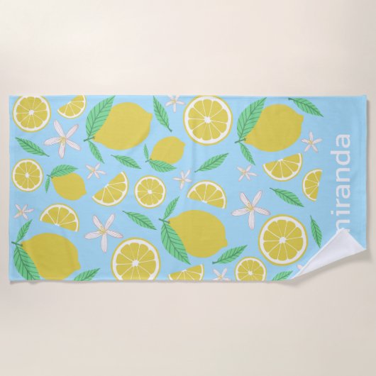 Lemons Fruity Fun CUSTOM NAAM Strandlaken (Voorkant)