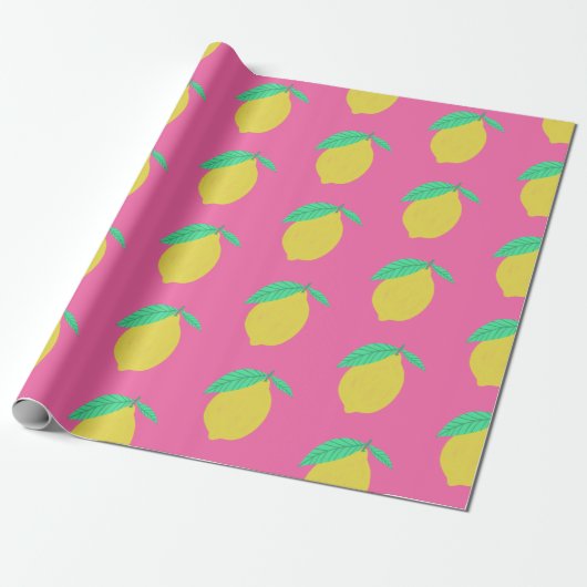 Lemons Fruity Fun Yellow Pink Green Cadeaupapier (Uitgerold)
