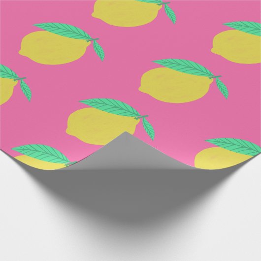 Lemons Fruity Fun Yellow Pink Green Cadeaupapier (Hoek)