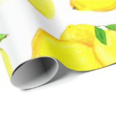 Lemons Geel fruitpatroon Waterverf Rustisch Cadeaupapier (Rol Hoek)
