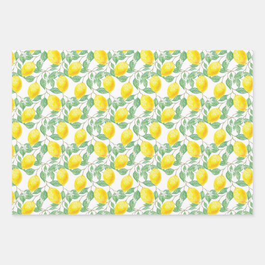 Lemons geel wit groen zomerpatroon inpakpapier vel (Voorkant)