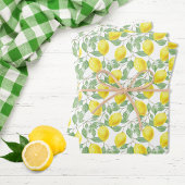 Lemons geel wit groen zomerpatroon inpakpapier vel