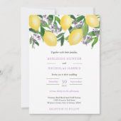 Lemons Gele Paarse Waterverf Citrus Wedding IV Kaart (Voorkant)