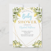 Lemons Geometric Lijst Blue Boy Baby shower Kaart (Voorkant)