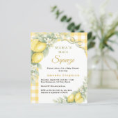 Lemons gingham squeeze bow Baby Shower invitation (Staand voorkant)