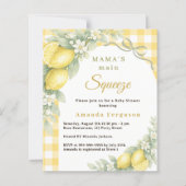 Lemons gingham squeeze bow Baby Shower invitation (Voorkant)