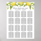 Lemons & Greenery 16 Tables Wedding SEATING CHART Poster (Voorkant)