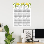 Lemons & Greenery 16 Tables Wedding SEATING CHART Poster (Thuiskantoor)